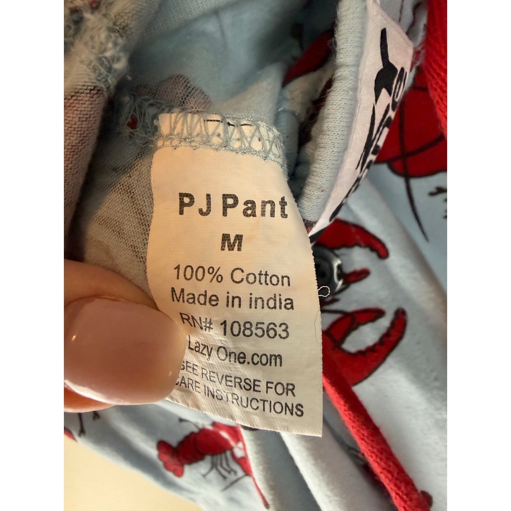 Lazy One Lobster Print Pajama Pants Blue Red Cotton Lounge Bottoms Womens Medium - Picture 3 of 5